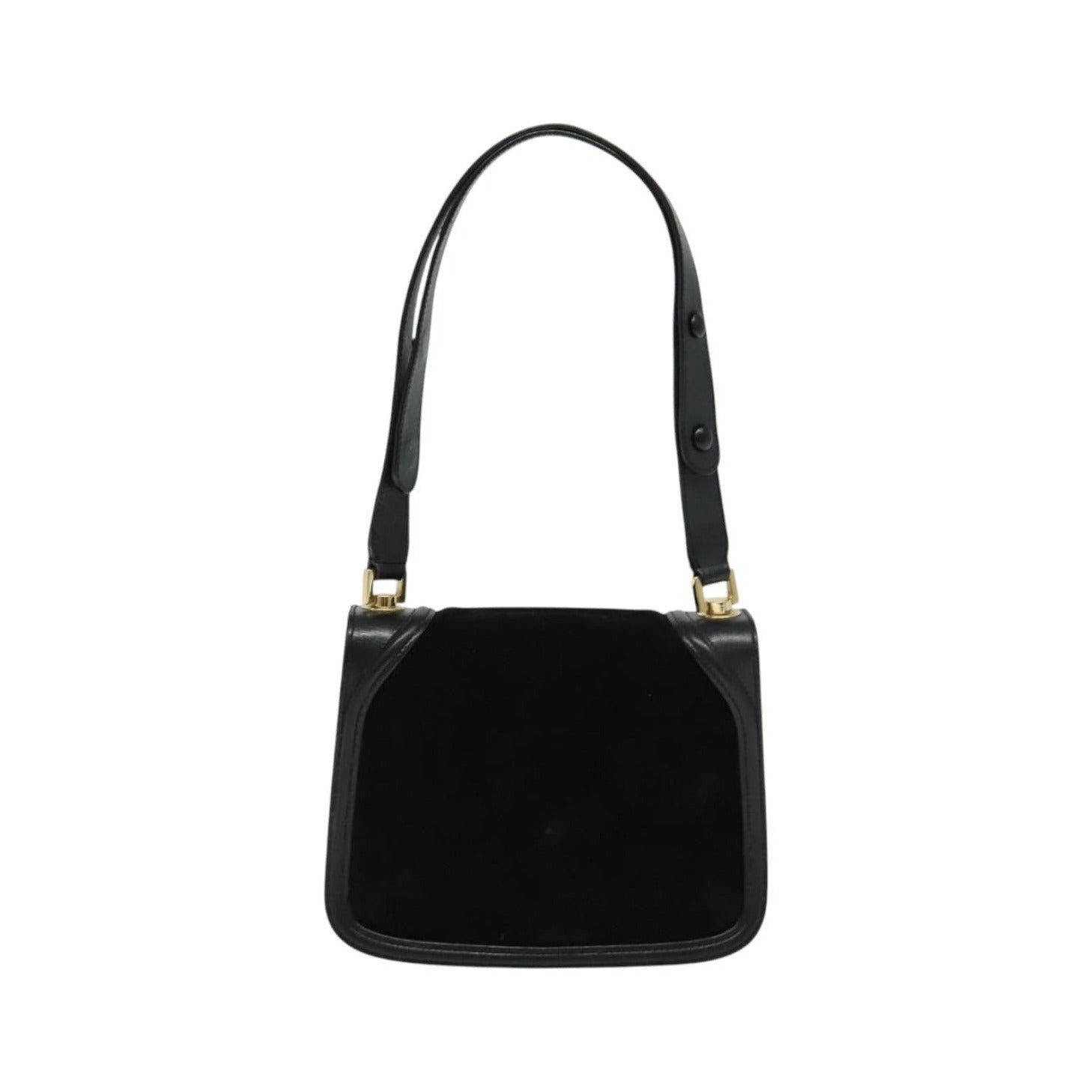 Salvatore Ferragamo Gancini Suede, Black, Suede, Shoulder Bag