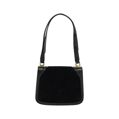 Salvatore Ferragamo Gancini Suede, Black, Suede, Shoulder Bag