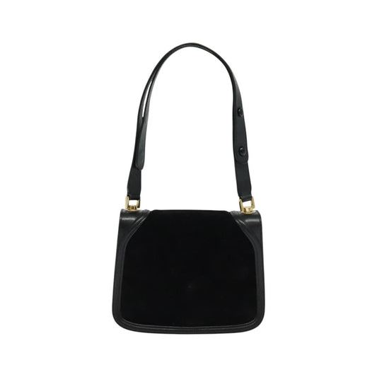 Salvatore Ferragamo Gancini Suede, Black, Suede, Shoulder Bag