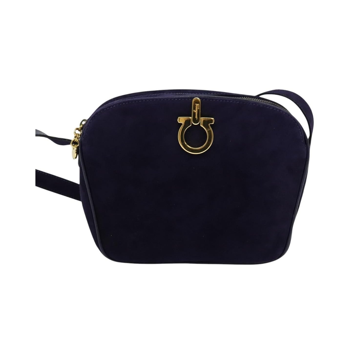 Salvatore Ferragamo Gancini Suede, Purple, Suede, Shoulder Bag