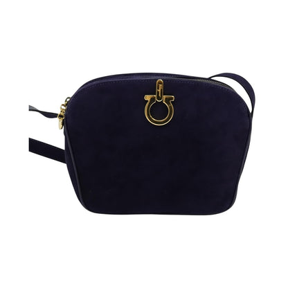 Salvatore Ferragamo Gancini Suede, Purple, Suede, Shoulder Bag