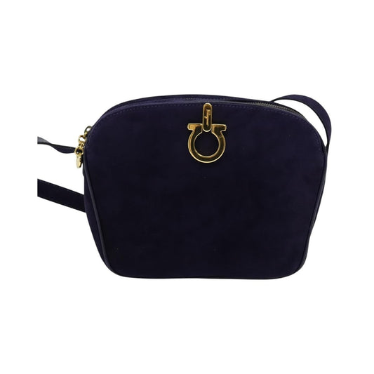 Salvatore Ferragamo Gancini Suede, Purple, Suede, Shoulder Bag