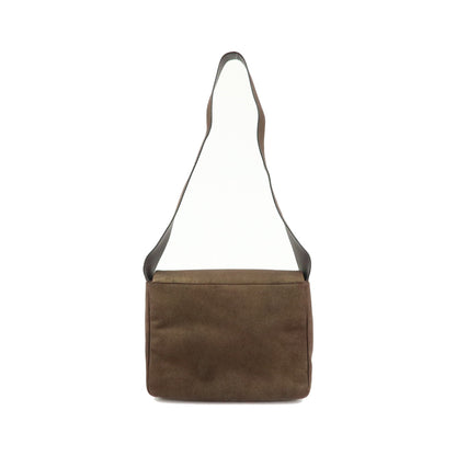 Salvatore Ferragamo Gancini Suede, Brown, Canvas, Crossbody Bag