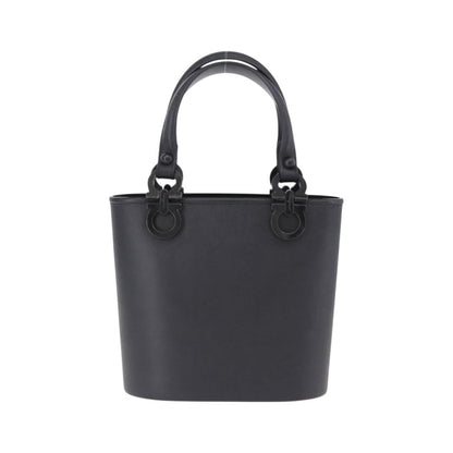 Salvatore Ferragamo Gancini Top Handle Leather, Black, Rubber, Handbag