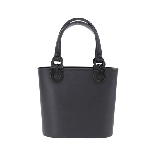 Salvatore Ferragamo Gancini Top Handle Leather, Black, Rubber, Handbag