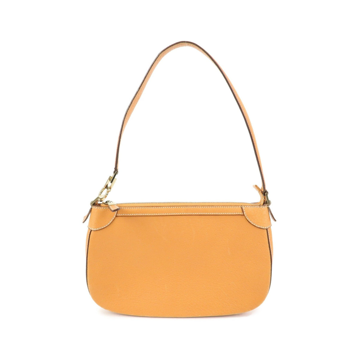 Salvatore Ferragamo Gancini Top Handle Leather, Orange, Leather, Handbag