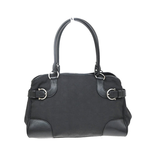 Salvatore Ferragamo Gancini Tote Canvas, Black, Canvas, Tote Bag