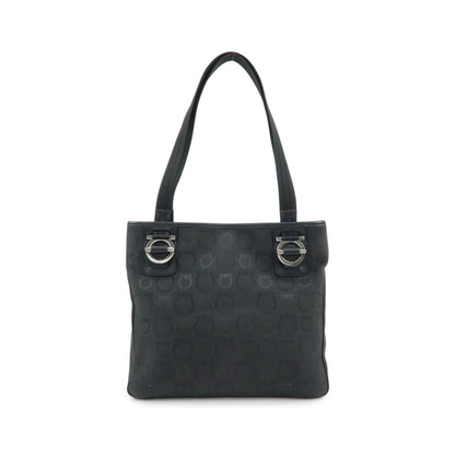 Salvatore Ferragamo Gancini Tote Canvas, Black, Canvas, Tote Bag