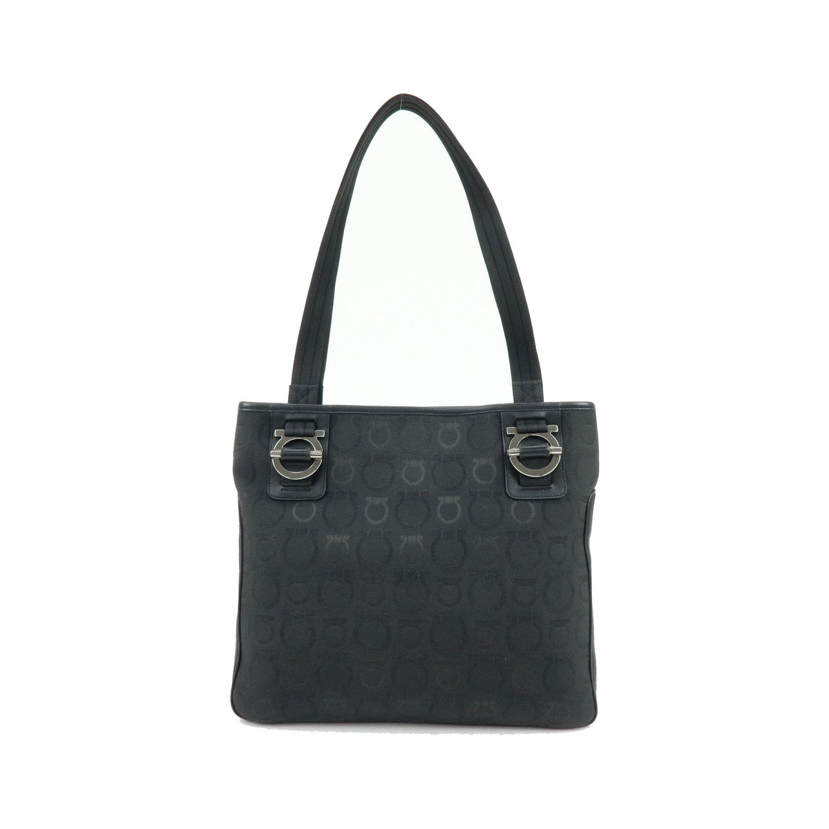 Salvatore Ferragamo Gancini Tote Canvas, Black, Canvas, Tote Bag