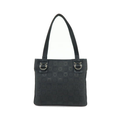 Salvatore Ferragamo Gancini Tote Canvas, Black, Canvas, Tote Bag