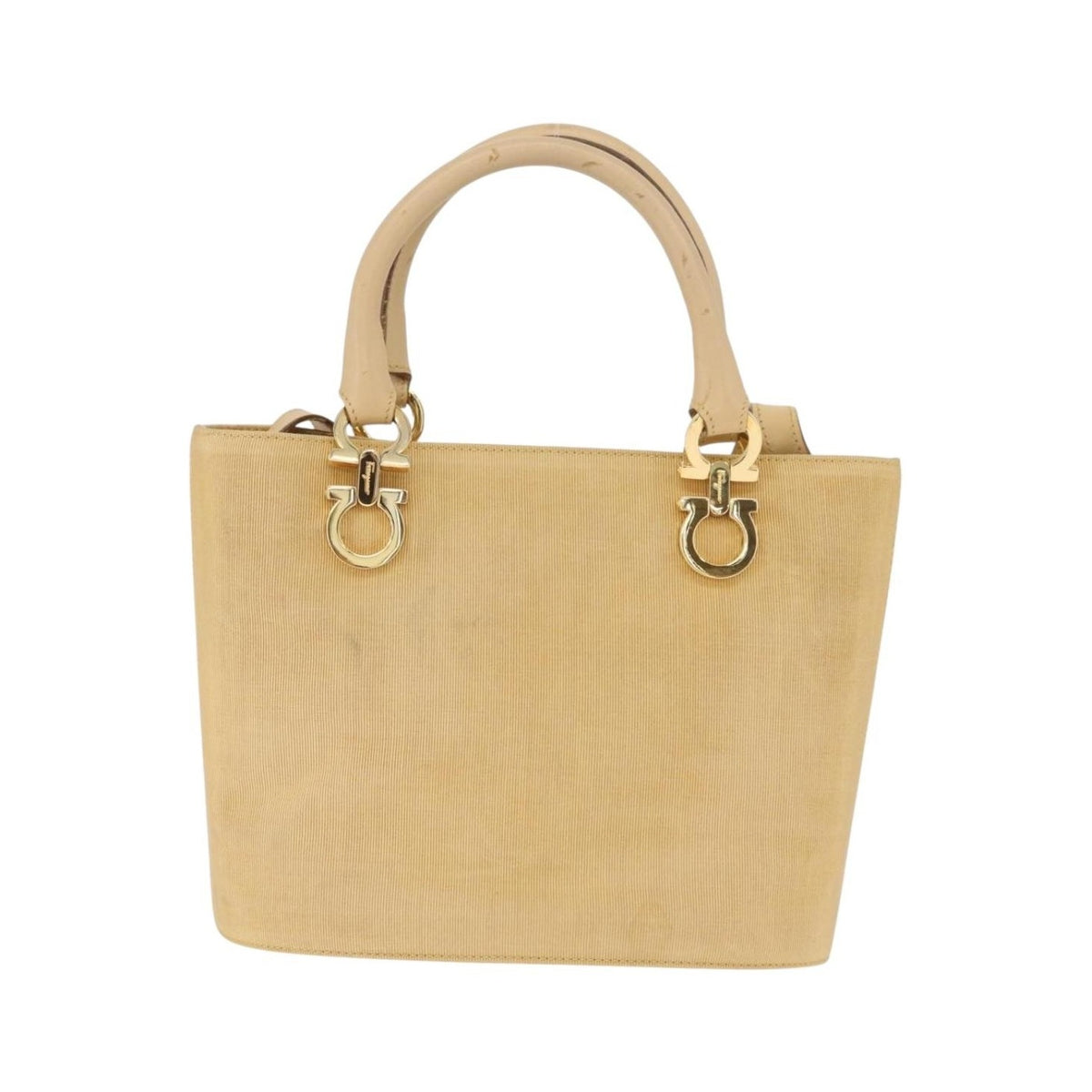 Salvatore Ferragamo Gancini Tote Canvas, Beige, Canvas, Tote Bag