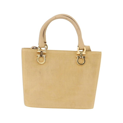 Salvatore Ferragamo Gancini Tote Canvas, Beige, Canvas, Tote Bag