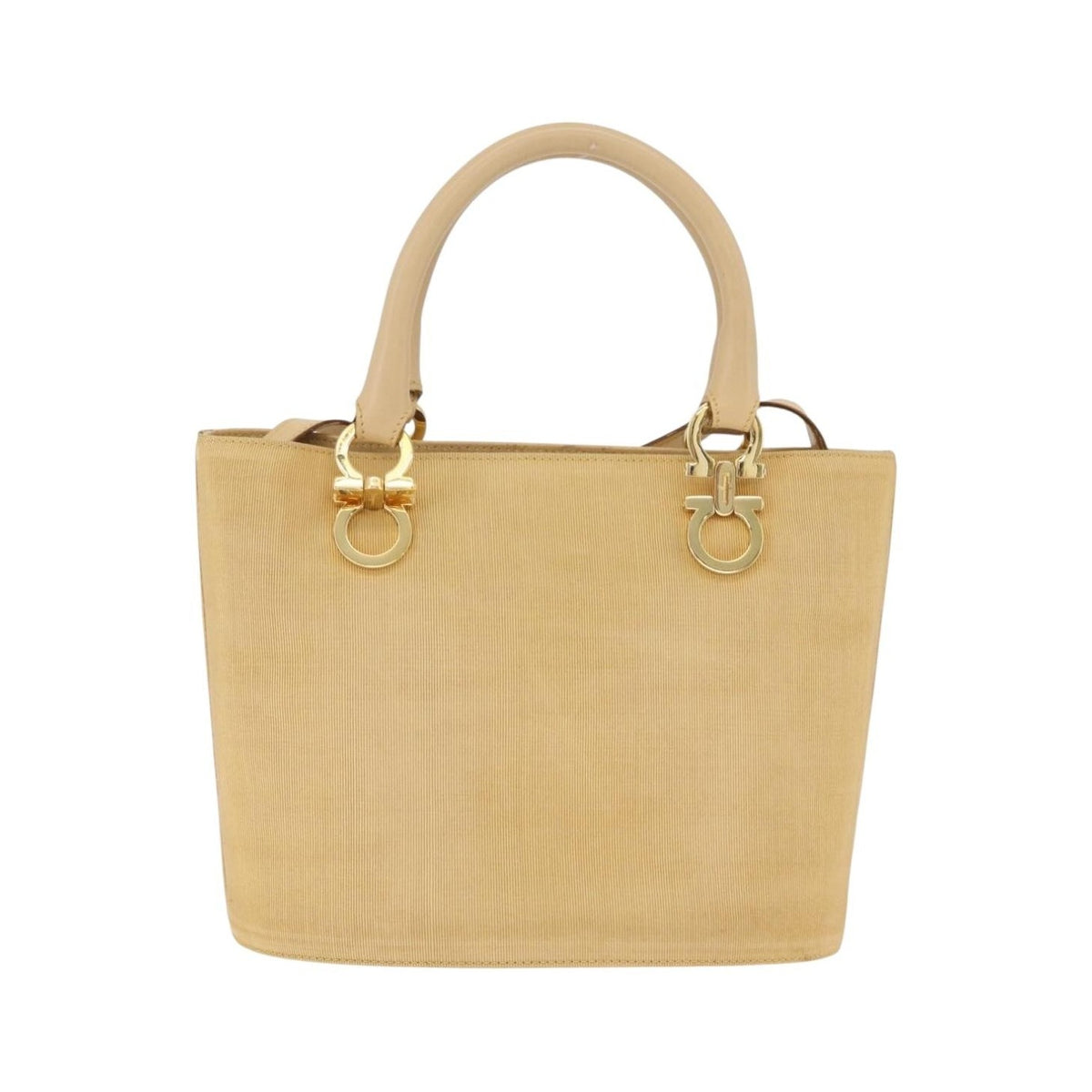 Salvatore Ferragamo Gancini Tote Canvas, Beige, Canvas, Tote Bag