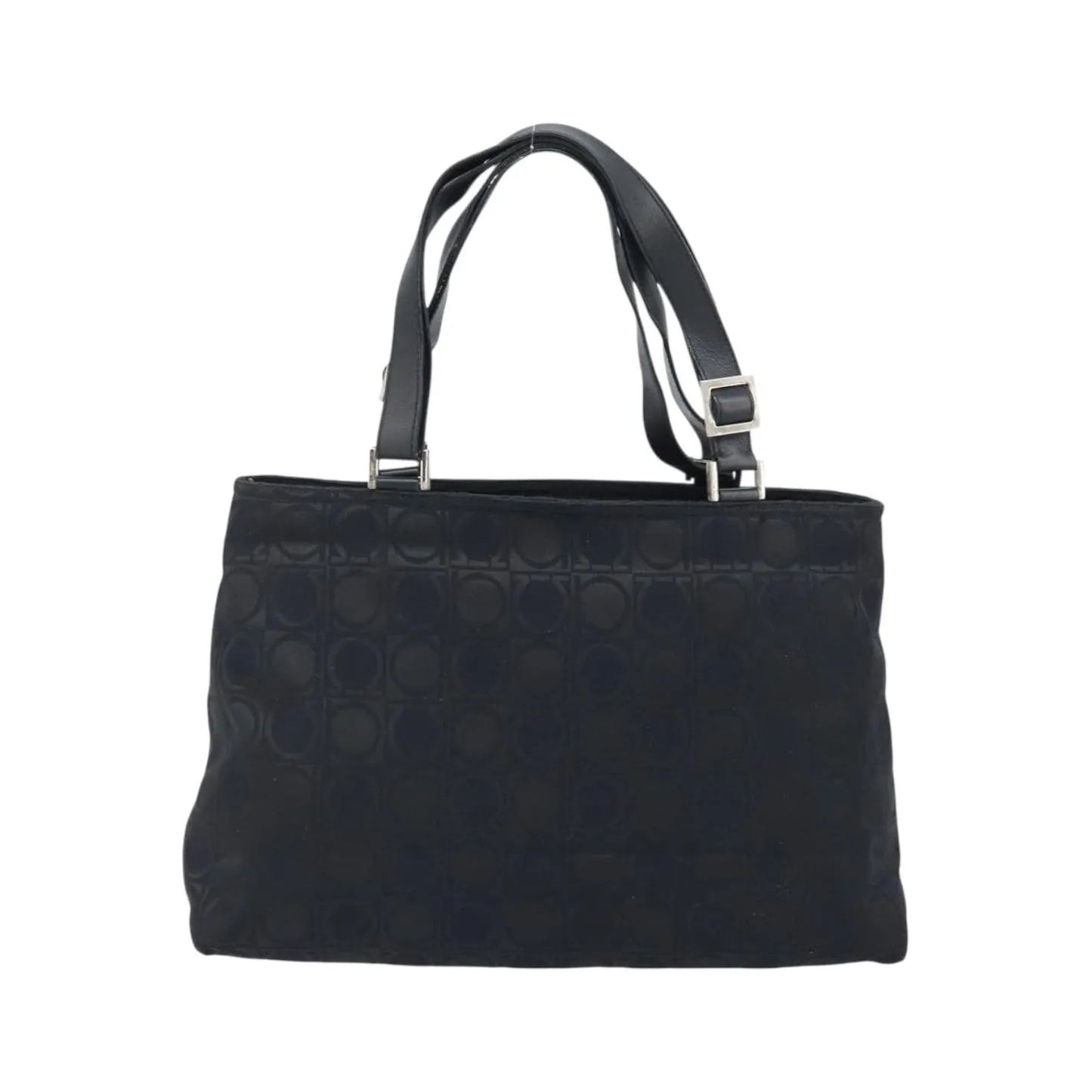 Salvatore Ferragamo Gancini Tote Gancini Canvas, Black, Nylon, Tote Bag