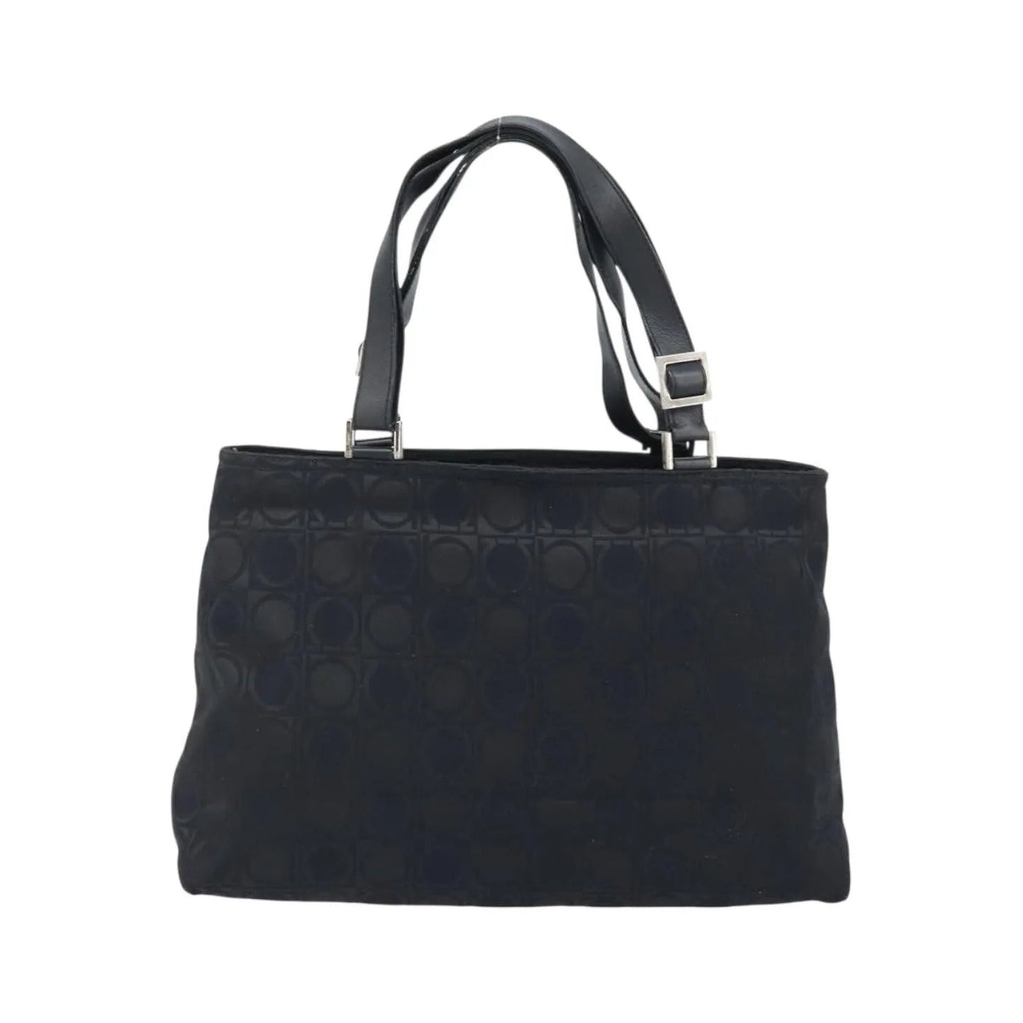Salvatore Ferragamo Gancini Tote Gancini Canvas, Black, Nylon, Tote Bag