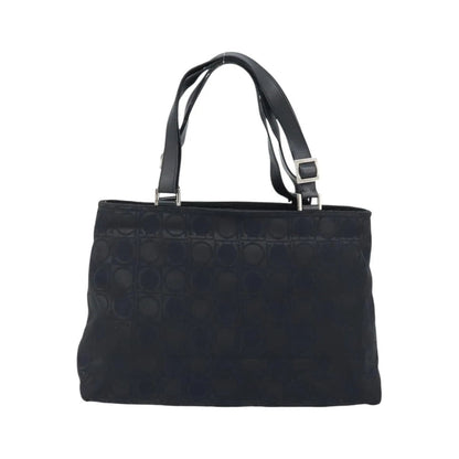 Salvatore Ferragamo Gancini Tote Gancini Canvas, Black, Nylon, Tote Bag