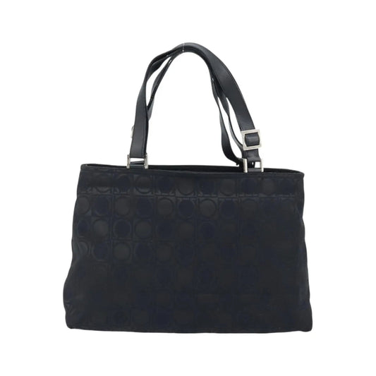 Salvatore Ferragamo Gancini Tote Gancini Canvas, Black, Nylon, Tote Bag