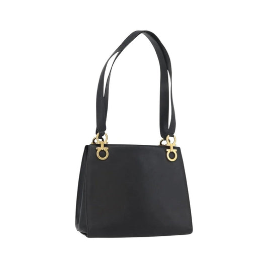 Salvatore Ferragamo Gancini Tote Leather, Black, Leather, Tote Bag
