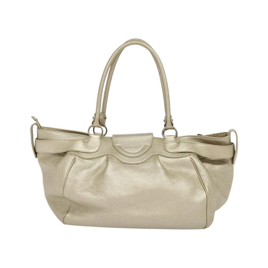 Salvatore Ferragamo Gancini Tote Leather, Silver, Leather, Tote Bag