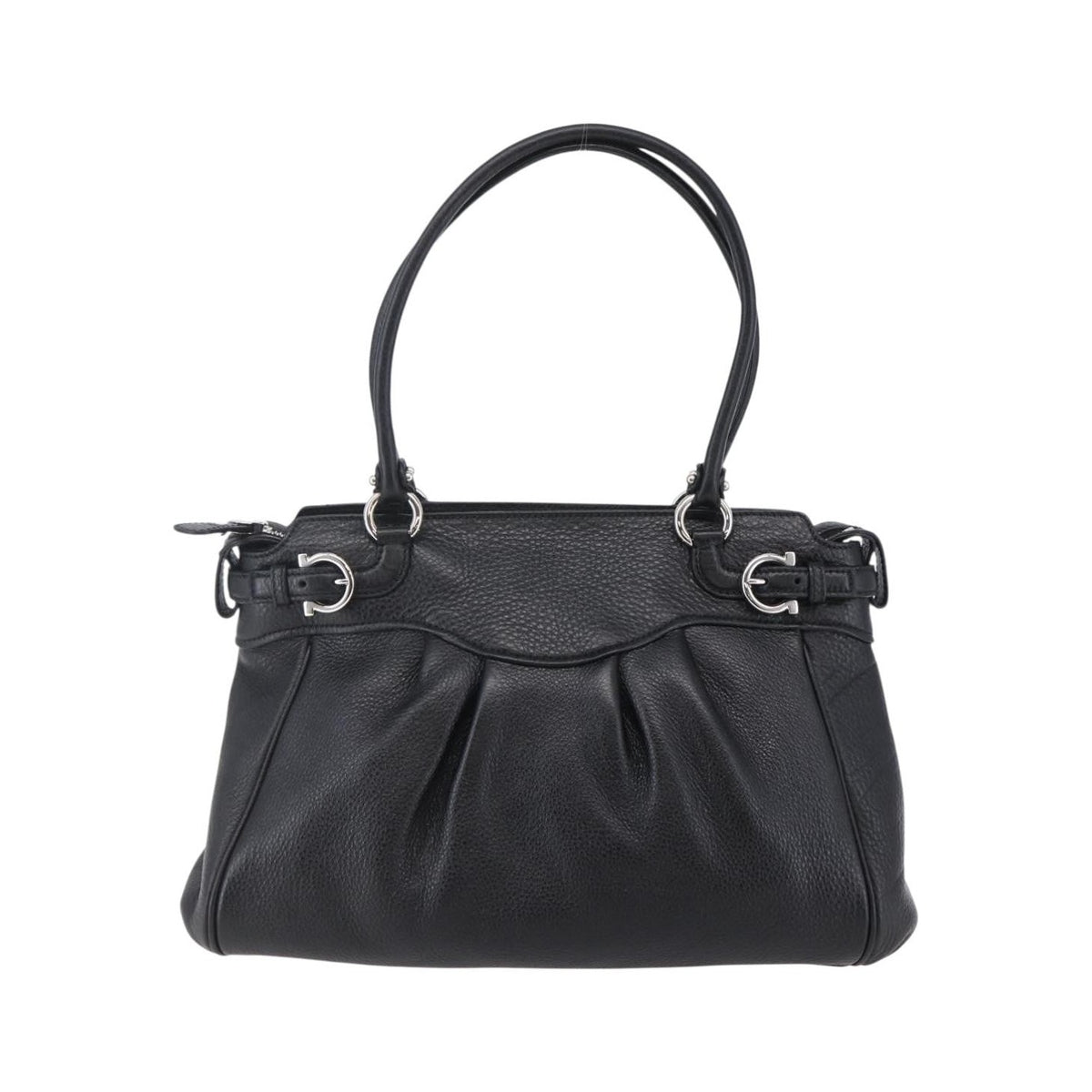 Salvatore Ferragamo Gancini Tote Leather, Black, Leather, Tote Bag