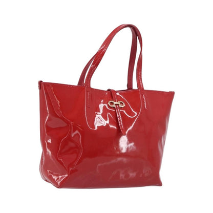 Salvatore Ferragamo Gancini Tote Patent Leather, Red, Patent Leather, Tote Bag