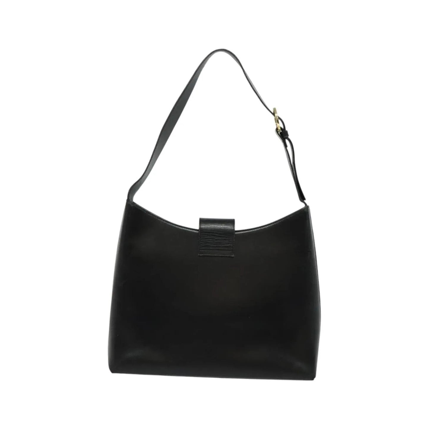 Salvatore Ferragamo Gancio Flap Hobo Leather, Black, Leather, Shoulder Bag