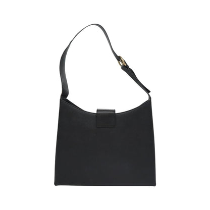 Salvatore Ferragamo Gancio Flap Hobo Leather, Black, Leather, Shoulder Bag