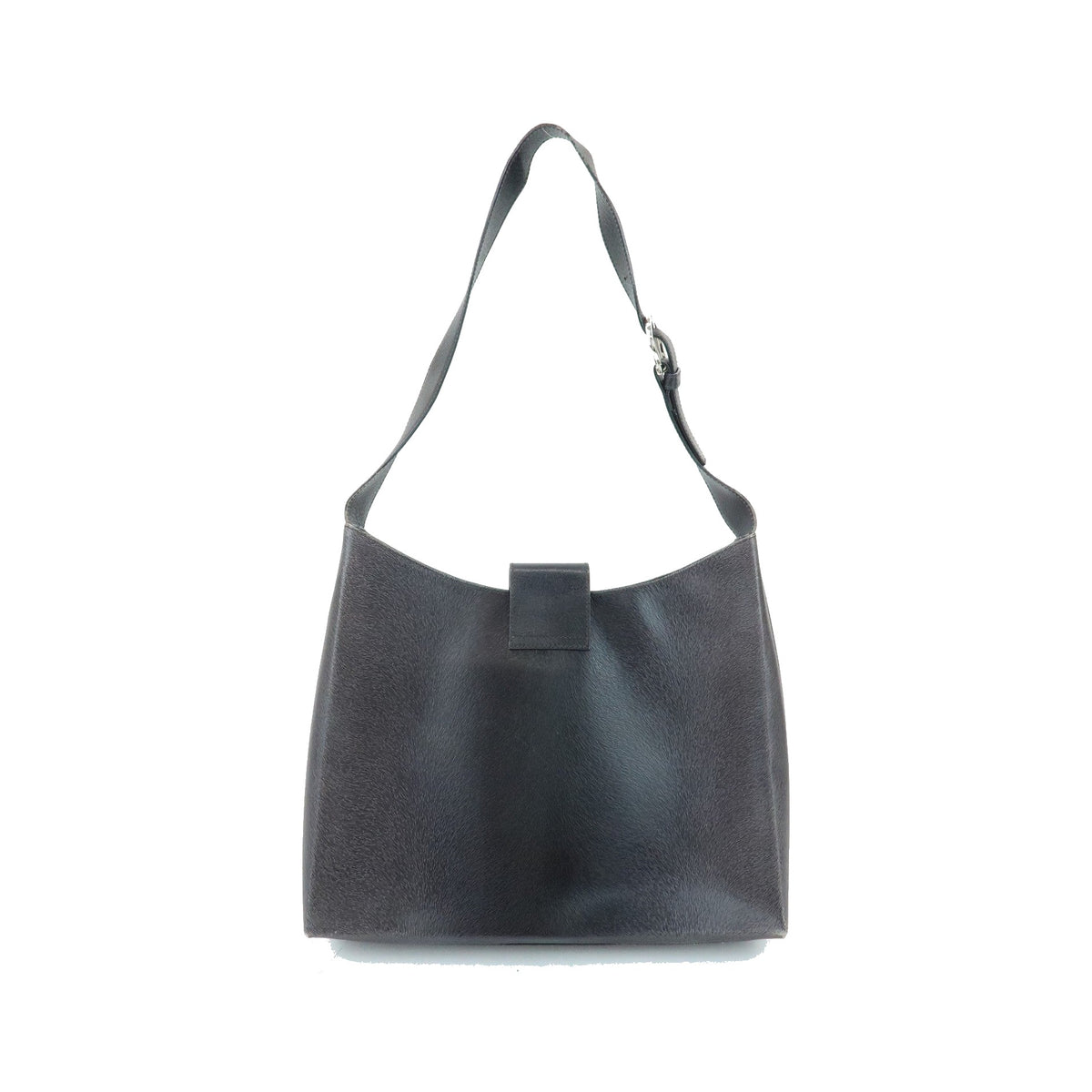 Salvatore Ferragamo Gancio Flap Hobo Leather, Black, Leather, Shoulder Bag