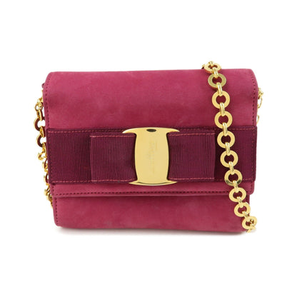 Salvatore Ferragamo Ginny Chain Waist Suede, Purple, Suede, Handbag