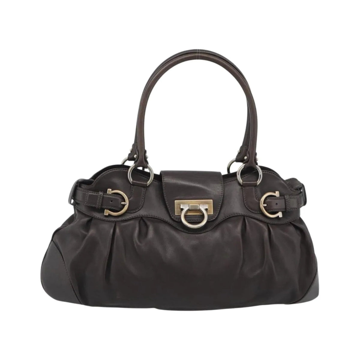 Salvatore Ferragamo Marisa Leather, Brown, Leather, Handbag