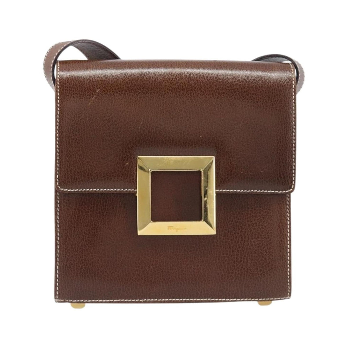 Salvatore Ferragamo Shoulder Bag Leather, Brown, Leather, Shoulder Bag