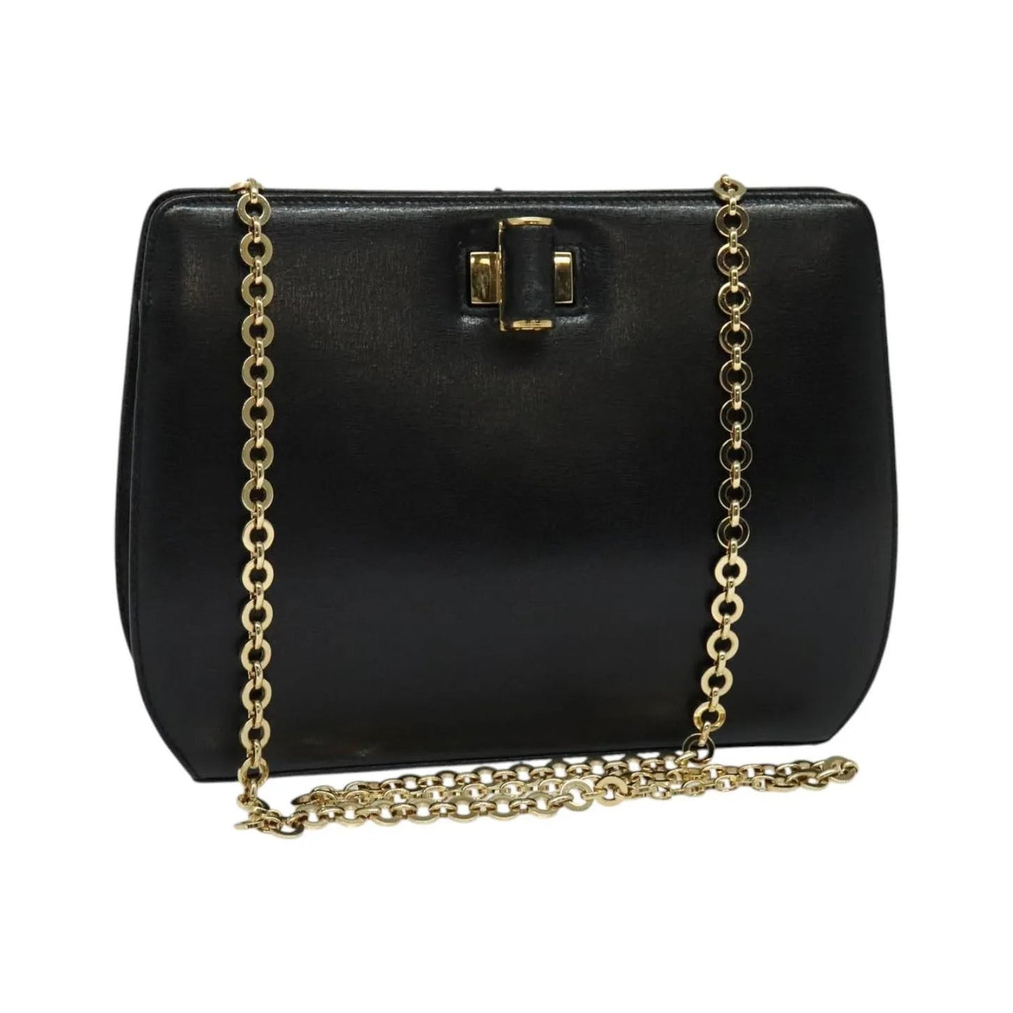 Salvatore Ferragamo Shoulder Leather, Black, Leather, Shoulder Bag