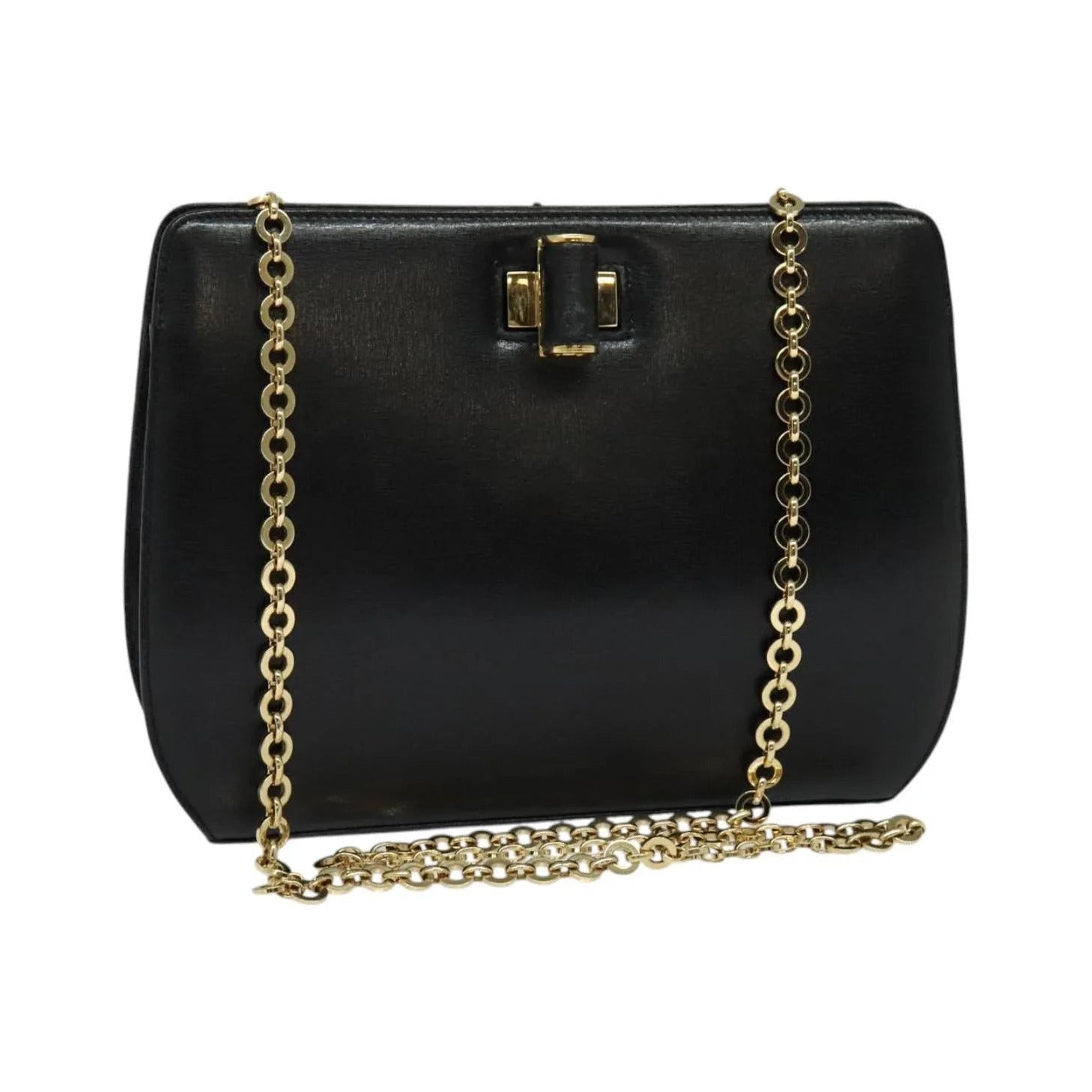 Salvatore Ferragamo Shoulder Leather, Black, Leather, Shoulder Bag