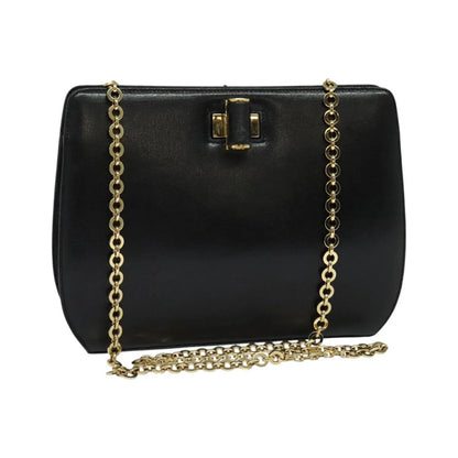 Salvatore Ferragamo Shoulder Leather, Black, Leather, Shoulder Bag
