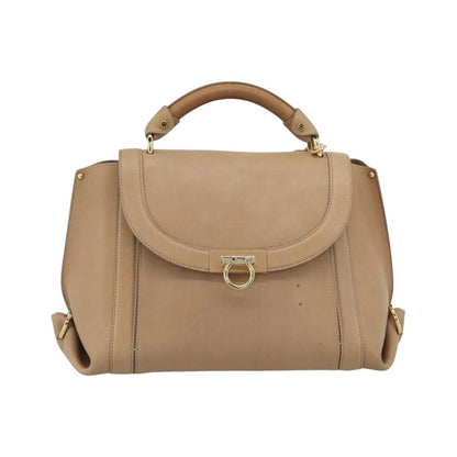 Salvatore Ferragamo Sofia Rainbow Saddle Leather, Beige, Leather, Handbag