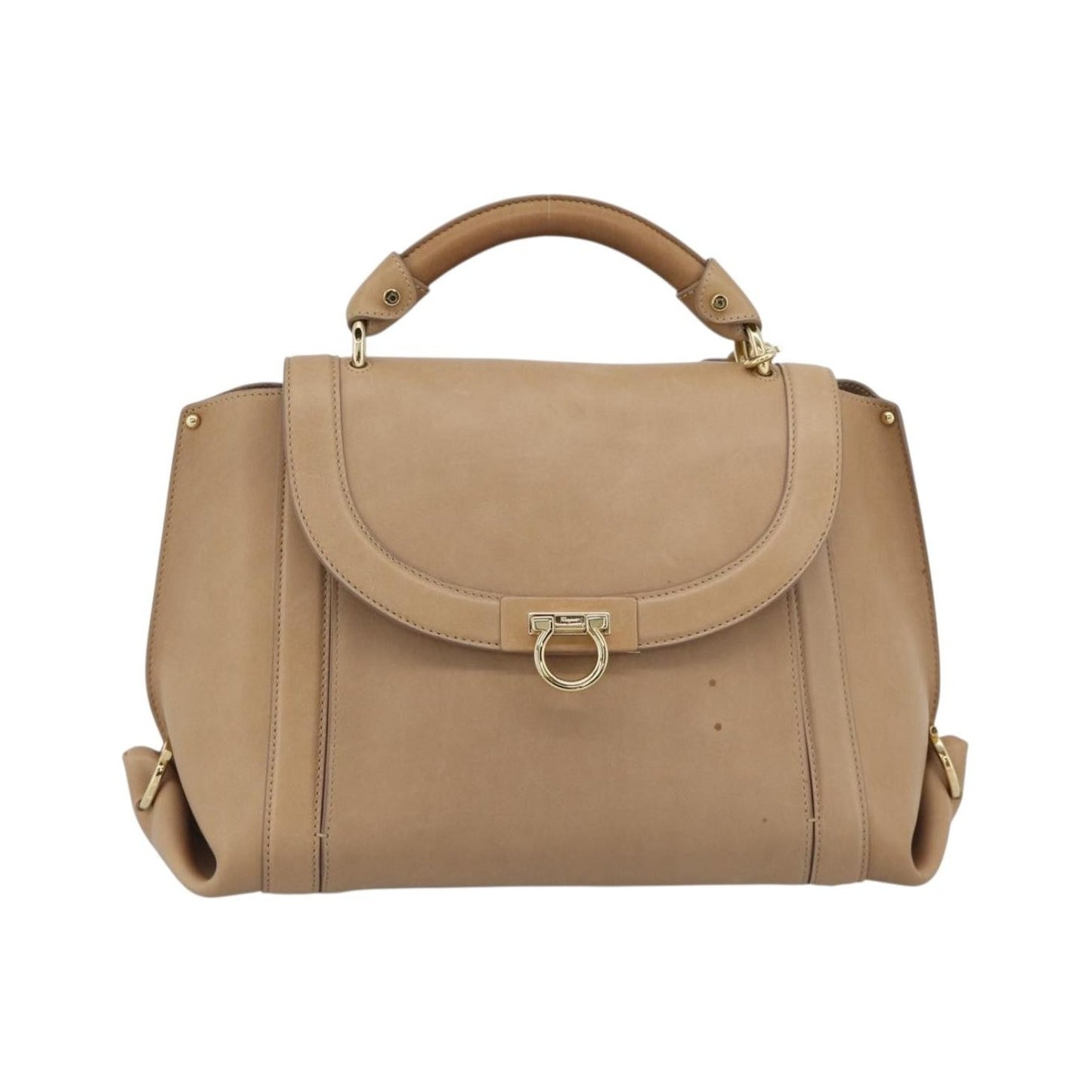 Salvatore Ferragamo Sofia Rainbow Saddle Leather, Beige, Leather, Handbag