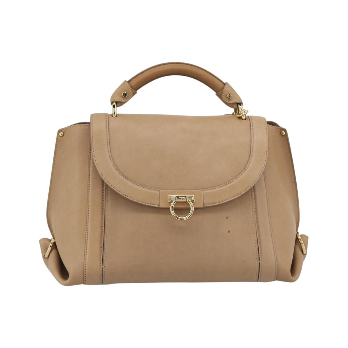 Salvatore Ferragamo Sofia Rainbow Saddle Leather, Beige, Leather, Handbag