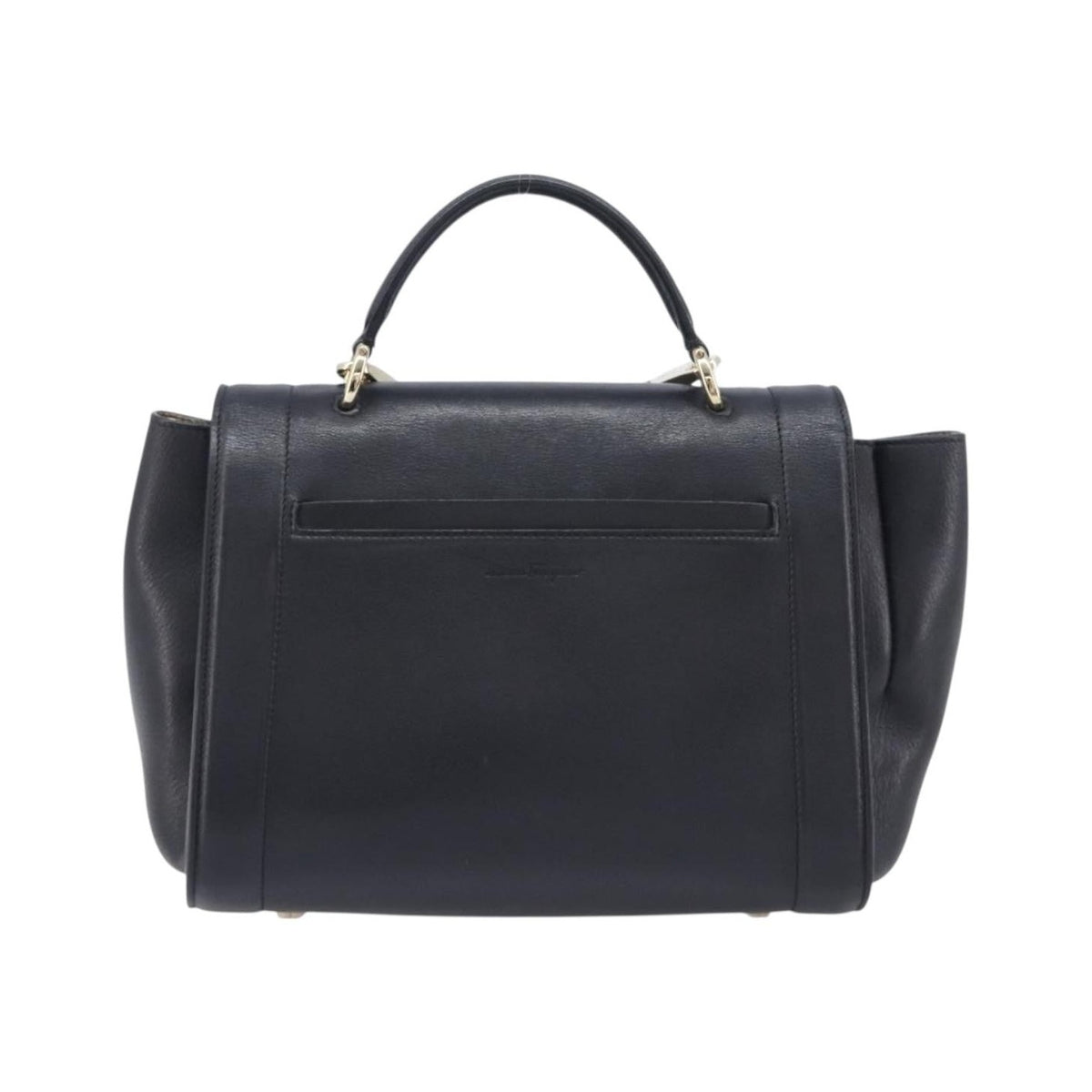 Salvatore Ferragamo Sofia Rainbow Saddle Leather, Black, Leather, Handbag