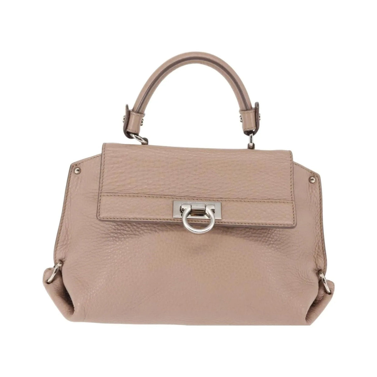 Salvatore Ferragamo Sofia Satchel Grainy Leather, Beige, Leather, Handbag