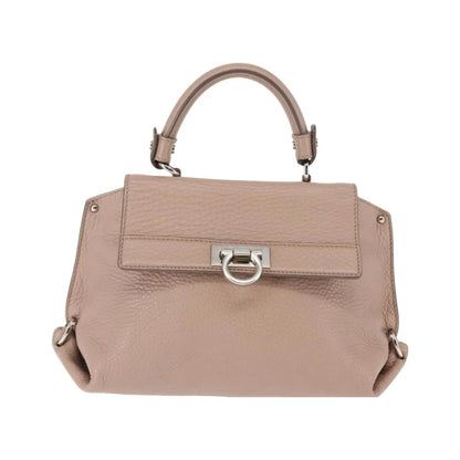 Salvatore Ferragamo Sofia Satchel Grainy Leather, Beige, Leather, Handbag