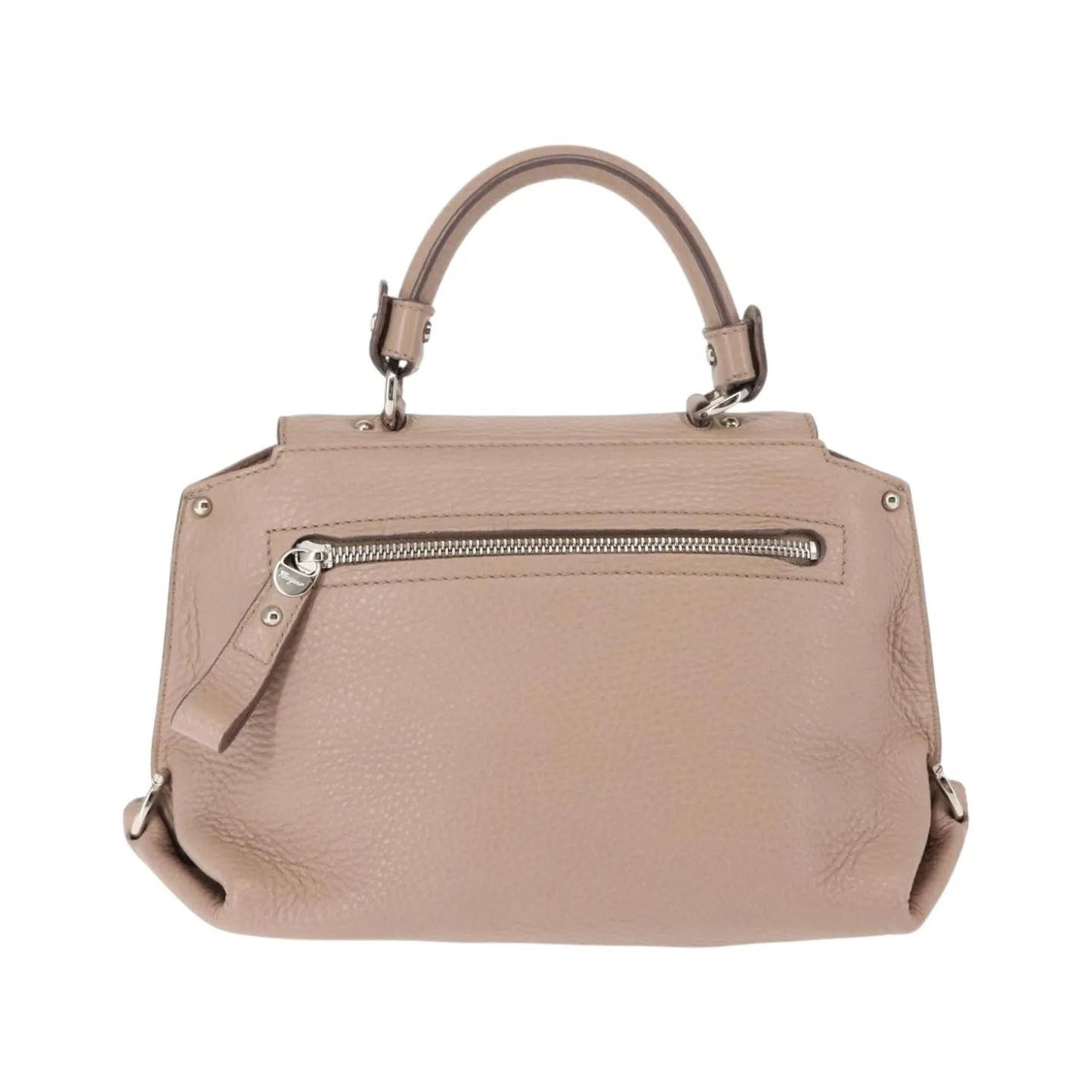 Salvatore Ferragamo Sofia Satchel Grainy Leather, Beige, Leather, Handbag