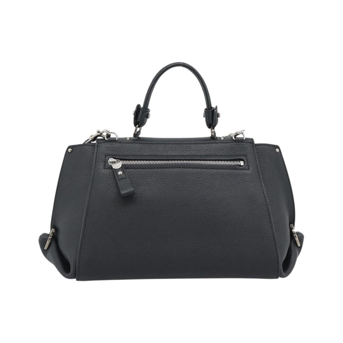 Salvatore Ferragamo Sofia Satchel Grainy Leather, Black, Leather, Handbag
