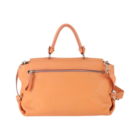 Salvatore Ferragamo Sofia Satchel Grainy Leather, Orange, Leather, Handbag