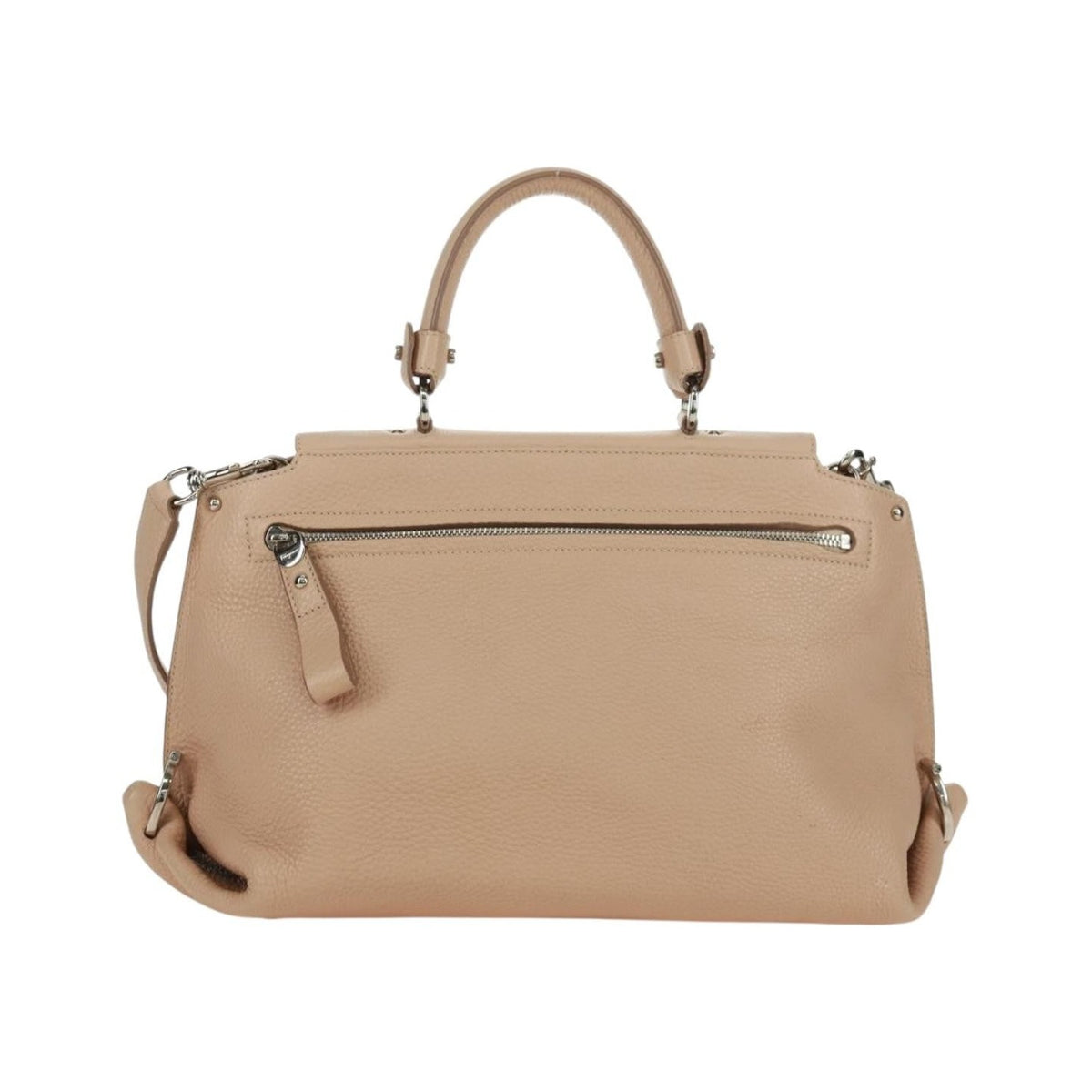 Salvatore Ferragamo Sofia Satchel Grainy Leather, Beige, Leather, Handbag