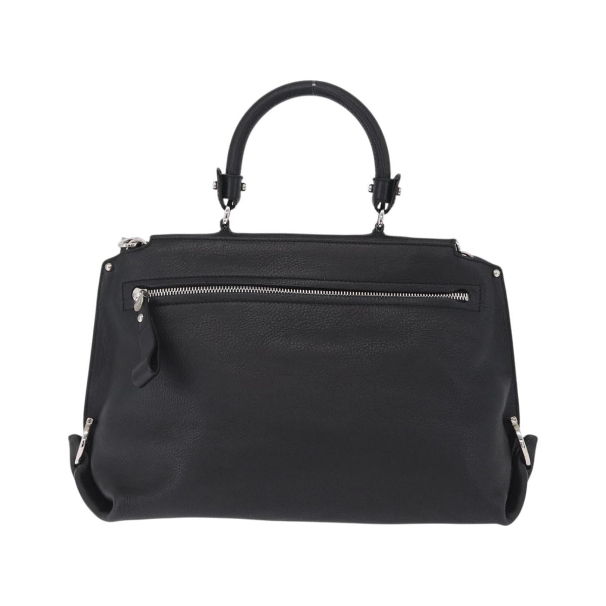 Salvatore Ferragamo Sofia Satchel Grainy Leather, Black, Leather, Handbag