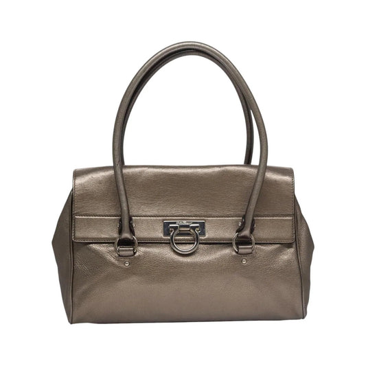 Salvatore Ferragamo Sofia Satchel Leather, Silver, Leather, Handbag