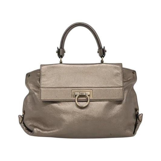Salvatore Ferragamo Sofia Satchel Leather, Gold, Leather, Handbag