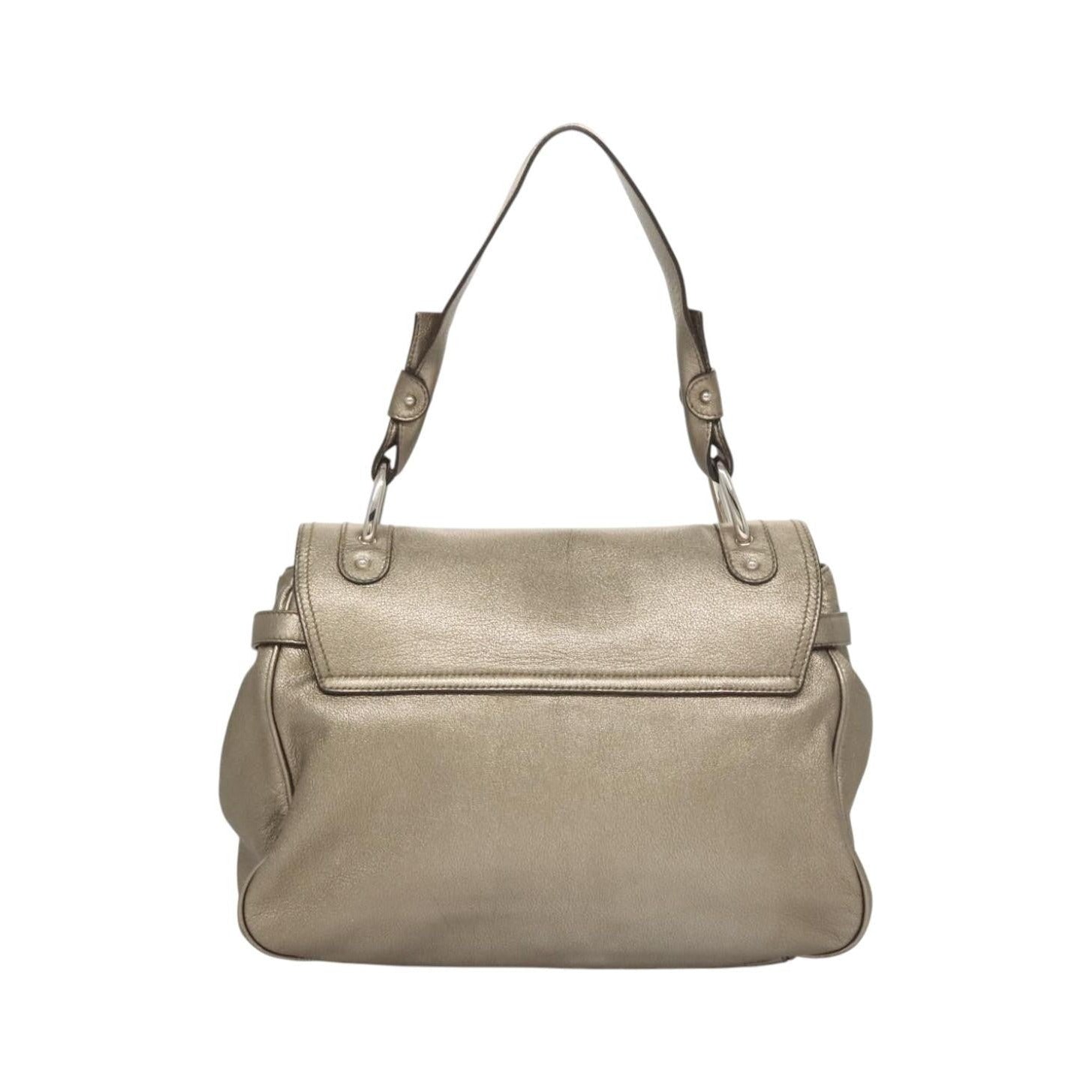 Salvatore Ferragamo Sofia Satchel Leather, Gold, Leather, Shoulder Bag