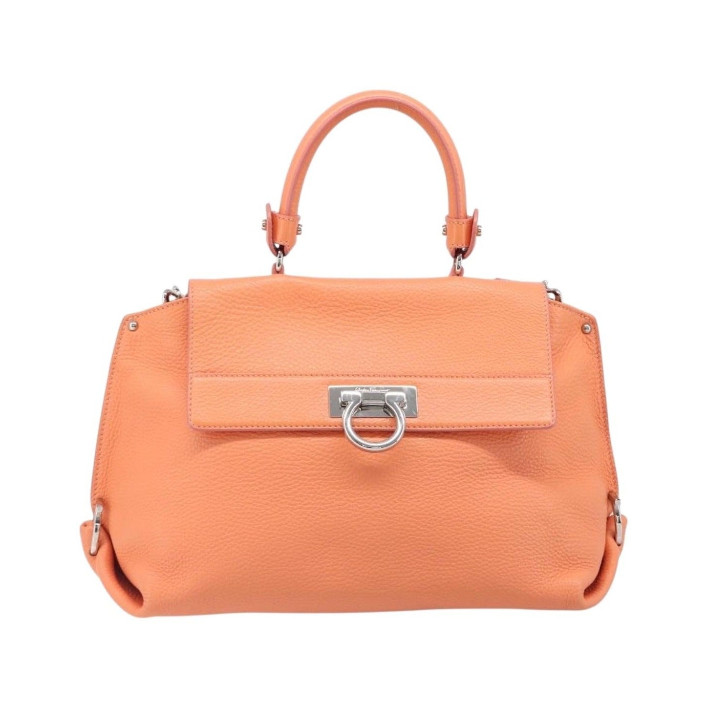 Salvatore Ferragamo Sofia Satchel Leather, Orange, Leather, Handbag
