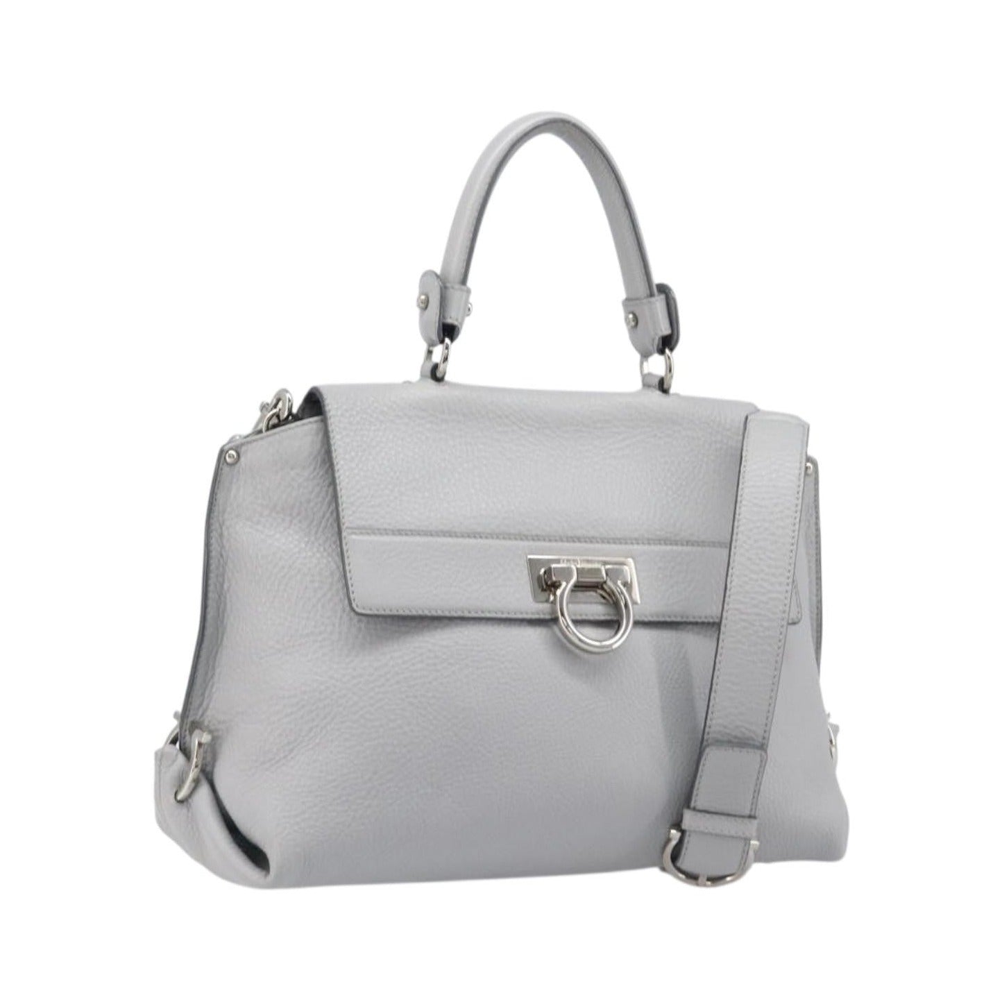 Salvatore Ferragamo Sofia Satchel Leather, Gray, Leather, Handbag